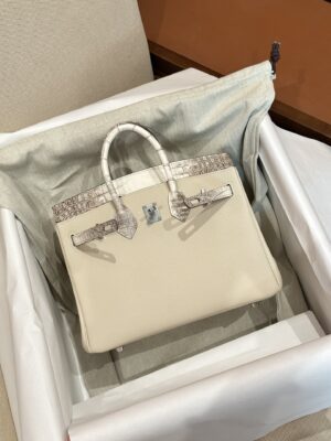 Home Hermès Birkin 25 Himalaya, Nata Crocodile, Togo Palladium Hardware