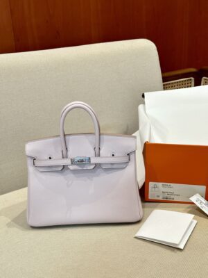Home Hermès Birkin 25 Mauve Pale Swift Palladium Hardware