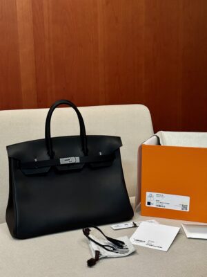 Home Hermès Birkin 35 Noir Swift Palladium Hardware