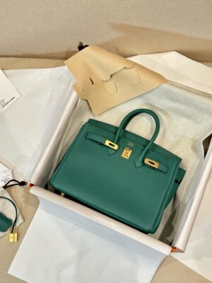 Home Hermès Birkin 25 Malachite, Gold Togo Gold Hardware